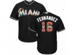 Miami Marlins #16 Jose Fernandez Authentic Black Team Logo Fashion Cool Base MLB Jersey