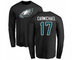 Philadelphia Eagles #17 Harold Carmichael Black Name & Number Logo Long Sleeve T-Shirt