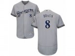Milwaukee Brewers #8 Ryan Braun Grey Flexbase Authentic Collection MLB Jersey