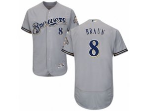 Milwaukee Brewers #8 Ryan Braun Grey Flexbase Authentic Collection MLB Jersey