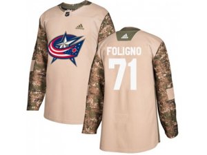 Columbus Blue Jackets #71 Nick Foligno Camo Authentic 2017 Veterans Day Stitched NHL Jersey