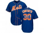 New York Mets #30 Michael Conforto Authentic Royal Blue Team Logo Fashion Cool Base MLB Jersey