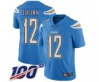 Los Angeles Chargers #12 Travis Benjamin Electric Blue Alternate Vapor Untouchable Limited Player 100th Season Football Jersey