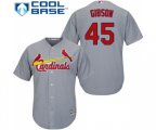St. Louis Cardinals #45 Bob Gibson Replica Grey Road Cool Base Baseball Jersey