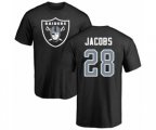 Oakland Raiders #28 Josh Jacobs Black Name & Number Logo T-Shirt