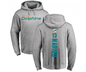 Miami Dolphins #13 Dan Marino Ash Backer Pullover Hoodie