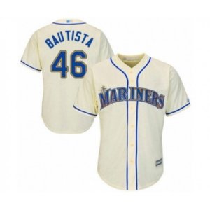 Seattle Mariners #46 Gerson Bautista Authentic Cream Alternate Cool Base Baseball Player Jersey