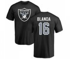 Oakland Raiders #16 George Blanda Black Name & Number Logo T-Shirt