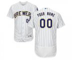Milwaukee Brewers Customized White Home Flex Base Authentic Collection Baseball Jersey