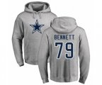 Dallas Cowboys #79 Michael Bennett Ash Name & Number Logo Pullover Hoodie