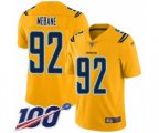 Los Angeles Chargers #92 Brandon Mebane Limited Gold Inverted Legend 100th Season Football Jersey