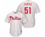 Philadelphia Phillies Enyel De Los Santos Replica White Red Strip Home Cool Base Baseball Player Jersey