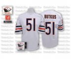 Mitchell and Ness Chicago Bears #51 Dick Butkus White Authentic Throwback Football Jersey