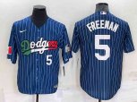 Los Angeles Dodgers #5 Freddie Freeman Number Navy Blue Pinstripe 2020 World Series Cool Base Nike Jersey