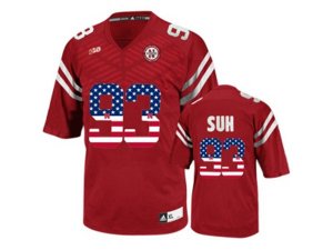 2016 US Flag Fashion Men\'s Nebraska Cornhuskers Ndamukong Suh #93 College Football Jersey - Red