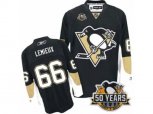 Reebok Pittsburgh Penguins #66 Mario Lemieux Authentic Black Home 50th Anniversary Patch NHL Jersey