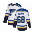 St. Louis Blues #68 Andreas Borgman Authentic White Away Hockey Jersey