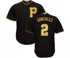 Pittsburgh Pirates #2 Erik Gonzalez Authentic Black Team Logo Fashion Cool Base Baseball Jersey