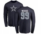 Dallas Cowboys #99 Antwaun Woods Navy Blue Name & Number Logo Long Sleeve T-Shirt