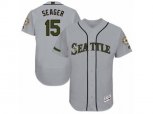 Seattle Mariners #15 Kyle Seager Grey Memorial Day Authentic Collection Flex Base MLB Jersey