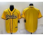 Pittsburgh Steelers Blank Yellow With Patch Cool Base Stitched Baseball Jersey