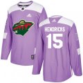 Minnesota Wild #15 Matt Hendricks Authentic Purple Fights Cancer Practice NHL Jersey