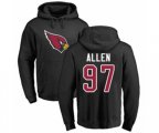 Arizona Cardinals #97 Zach Allen Black Name & Number Logo Pullover Hoodie