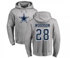 Dallas Cowboys #28 Darren Woodson Ash Name & Number Logo Pullover Hoodie