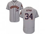 Houston Astros #34 Nolan Ryan Grey Flexbase Authentic Collection MLB Jersey