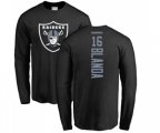 Oakland Raiders #16 George Blanda Black Backer Long Sleeve T-Shirt