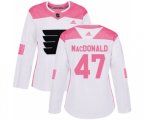 Women Adidas Philadelphia Flyers #47 Andrew MacDonald Authentic White Pink Fashion NHL Jersey