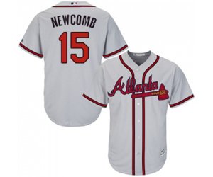 Atlanta Braves #15 Sean Newcomb Replica Grey Road Cool Base Baseball Jersey
