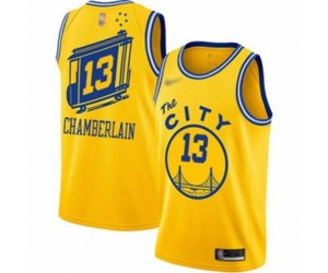 Golden State Warriors #13 Wilt Chamberlain Swingman Gold Hardwood Classics Basketball Jersey - The City Classic Edition