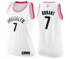 Women\'s Brooklyn Nets #7 Kevin Durant Swingman White Pink Fashion Basketball Jersey