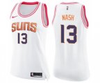 Women's Phoenix Suns #13 Steve Nash Swingman White Pink Fashion Basketball Jersey