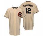 Chicago Cubs #12 Kyle Schwarber Authentic Cream Cooperstown Throwback Baseball Jersey