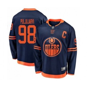 Edmonton Oilers #98 Jesse Puljujarvi Authentic Navy Blue Alternate Fanatics Branded Breakaway Hockey Jersey