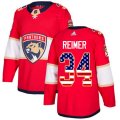 Florida Panthers #34 James Reimer Authentic Red USA Flag Fashion NHL Jersey