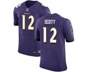 Baltimore Ravens #12 Jaleel Scott Purple Team Color Vapor Untouchable Elite Player Football Jersey