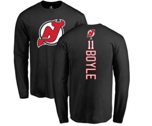 New Jersey Devils #11 Brian Boyle Black Backer Long Sleeve T-Shirt
