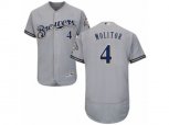 Milwaukee Brewers #4 Paul Molitor Grey Flexbase Authentic Collection MLB Jersey