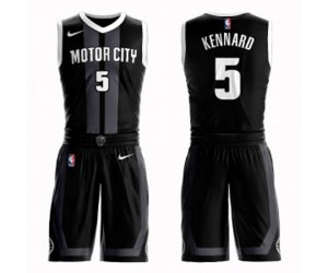 Detroit Pistons #5 Luke Kennard Authentic Black Basketball Suit Jersey - City Edition