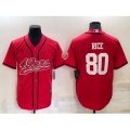 San Francisco 49ers #80 Jerry Rice Red Stitched Cool Base Nike Baseball Jersey