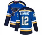 Adidas St. Louis Blues #12 Zach Sanford Authentic Royal Blue Home NHL Jersey