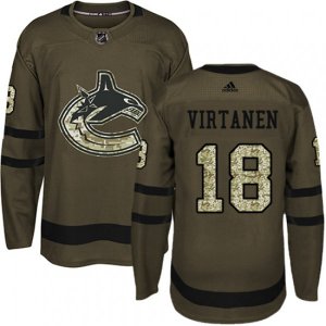 Vancouver Canucks #18 Jake Virtanen Premier Green Salute to Service NHL Jersey