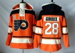 Philadelphia Flyers #28 Claude Giroux Orange Sawyer Hooded Sweatshirt Stitched NHL Jersey