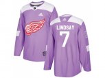 Detroit Red Wings #7 Ted Lindsay Purple Authentic Fights Cancer Stitched NHL Jersey