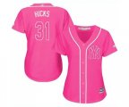 Women's New York Yankees #31 Aaron Hicks Authentic Pink Fashion Cool Base Baseball Jersey