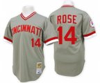 Cincinnati Reds #14 Pete Rose Authentic Grey Throwback Baseball Jersey