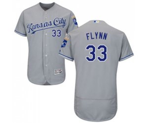Kansas City Royals #33 Brian Flynn Grey Road Flex Base Authentic Collection Baseball Jersey